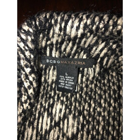 BCBGmaxazria Cascading Open Cardigan Eyelash Sweater Geometric Pattern Pockets L - Picture 4 of 10